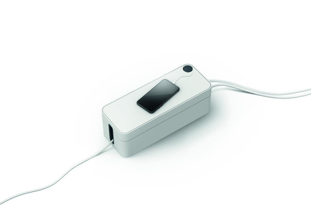 DURABLE 503010 CAVOLINE Cable Management Box with USB Cable Outlet, Large, Ideal for Organization, Flame-Retardant Plastic, Non-Slip Base, Gray (503010)