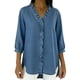 thumbnail image 1 of Tops de Verano de Mujer con Mangas Casual Faux Denim Cuello en V Ruffled Tres Cuartos de Manga Blusa, Ligero Y Cómodo para el Uso Diario, 1 of 5
