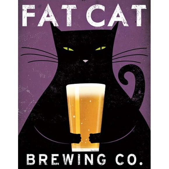 Affiche Imprimée Chat Brassant Pas de Ville Ryan Fowler Publicités Vintage Bière 11x14