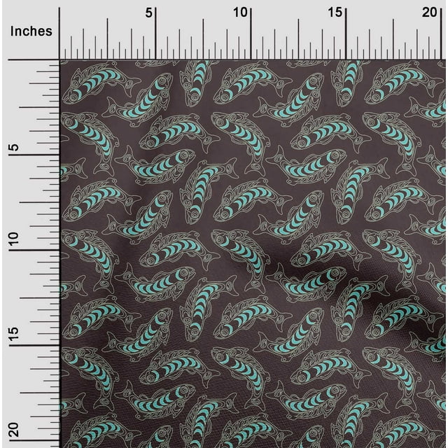 oneOone Cotton Poplin Fabric Fish Ocean Decor Fabric Printed BTY 42 Inch Wide