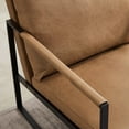 thumbnail image 4 of Modern PU Leather Accent Chair Arm Chair with Extra-Thick Padded Backrest and Seat Cushion, Slant Back Sofa Chair with Non-Slip Adsorption Feet and Metal Frame for Living Room Bedroom, Camel, 4 of 7