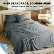 Shilucheng 4 Pieces Luxury Bed Sheets Set, 1800 Series Plush Microfiber Bed Sheets, 16 Deep Pocket, Queen, Dark Gray