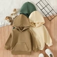 thumbnail image 4 of YUEHUA Toddler Boys Girls Thicken Hooded Sweatshirt Solid Pullovers Long Sleeve Hoodie Kids Cotton Crewneck Fall Winter Tops Khaki, 3-4 Years, 4 of 7