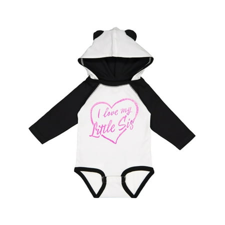

Inktastic I Love My Little Sis in Pink Chalk Heart Gift Baby Boy or Baby Girl Long Sleeve Bodysuit