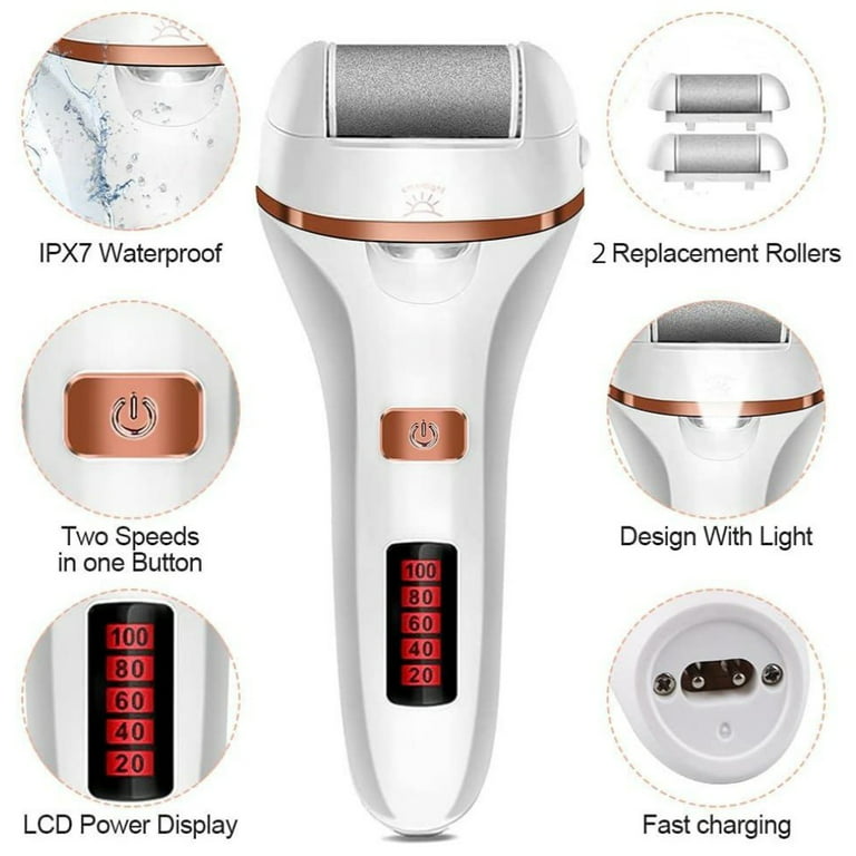 Electric Foot File Callus Remover for Feet, Rechargeable Pedicure Kit Foot  Care with 3 Speed, Callus Remover Kit with 3 Roller Heads, Battery LCD  Display for Remove Cracked Heels Calluses&Hard Skin 3