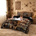 thumbnail image 3 of meiyoeat Vintage Flag Deer Duvet Cover Queen, Rustic Hunting Print Queen Bedding For Boys,Black Reversible,3 Pieces(No Comforter), 3 of 6