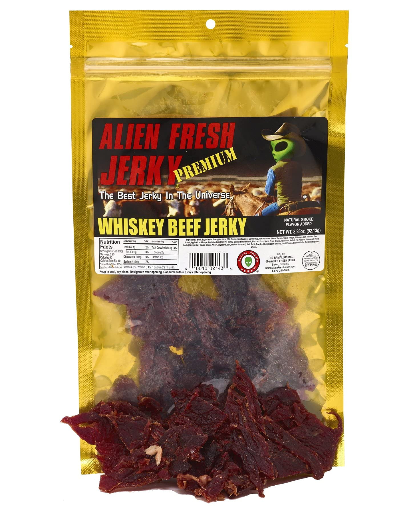 Alien Fresh Jerky - Top Trio | Sweet & Spicy - Abducted Cow Pineapple Teriyaki - Whiskey | - Variety Pack - Premium Beef - Low Calorie Snack - The Best Jerky In The Universe - Made In USA 3 Pack