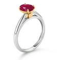 thumbnail image 3 of Gem Stone King 10K White and Yellow Gold Red Ruby Solitaire Engagement Ring for Women (1.60 Cttw, Oval 8X6MM, Gemstone July Birthstone, Available in Size 5, 6, 7, 8, 9), 3 of 4