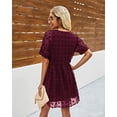 thumbnail image 4 of Vestido corto holgado de verano con mangas cortas y escote en V sexy para mujer, vestido informal con lunares suizos, vestido de talla grande, 4 of 5
