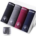 thumbnail image 1 of 4 Uds. Bragas para hombre, pantalones cortos sexis, ropa interior de algodón, bóxers transpirables para hombre, calzoncillos de marca sólidos Tan Jianjun unisex, 1 of 2