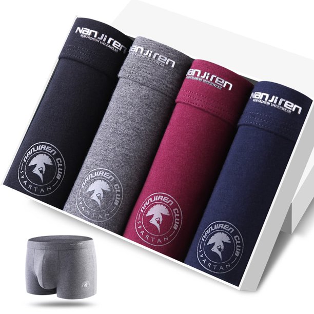 4 Uds. Bragas para hombre, pantalones cortos sexis, ropa interior de algodón, bóxers transpirables para hombre, calzoncillos de marca sólidos Tan Jianjun unisex