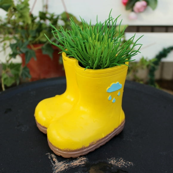 Personalized Boot Shaped Succulent Planter - Small Resin Desktop Flowerpot with Drainage Hole, Unique Hand-Drawn Design for Home & Office Decor, Perfect Gift for Plant Lovers
