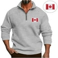 thumbnail image 6 of Mens Shirts Mens Canadian Flag Graphic Pullover Fall Shirt Long Sleeve Quarter Zip Sweatshirt Men Fashion Patriotic Print Tops, 6 of 7