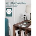 5Ft Flat Plug Small Power Strip,3-Side White Extension Cord with 6 Wide ...