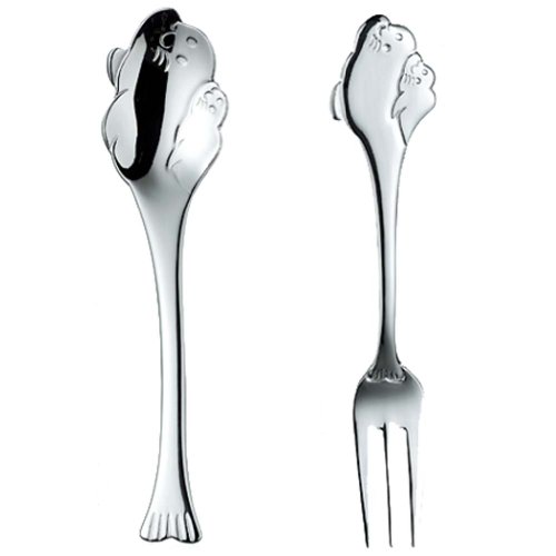 Nagao Marine Mate Penguin Spoon & Fork Set - Stainless Steel, Made In Japan