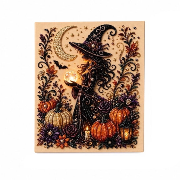 Diamond Art Kit Witchy Gothic Light Up Halloween Wall Decor for Adults Spooky Season Home Art Craft Set
