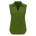 thumbnail image 5 of Stamzod Sleeveless Button Up Shirt Women Summer Cotton Linen Tank Tops Dressy Casual Collared Blouses with Pocket Green XL, 5 of 8