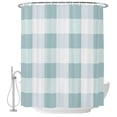 thumbnail image 2 of Aqua White Buffalo Check Shower Curtains for Bathroom, Farmhouse Plaid Modern Geometric Waterproof Fabric Shower Curtain, Decorative Bathroom Curtain for Bathtub, 66"x72" , No Hooks Included, 2 of 9