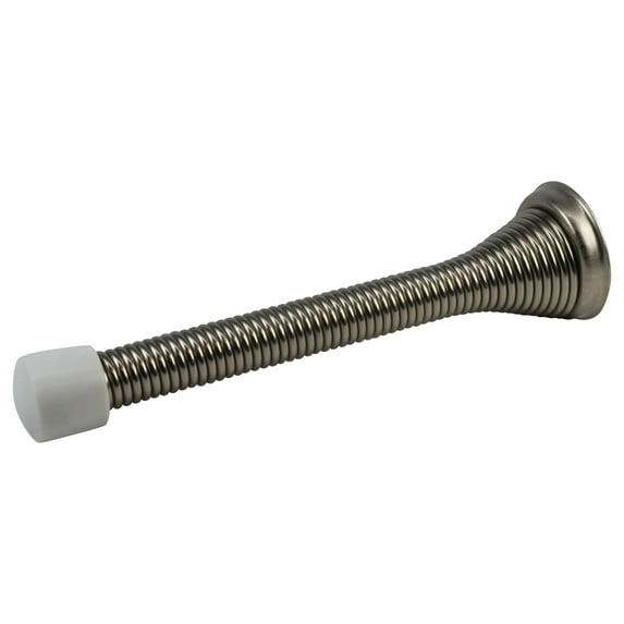 Rok Hardware 3-3/4" Flexi Spring Heavy Duty Metal Wall Doorstop, Brushed Nickel