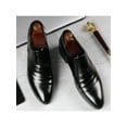 thumbnail image 4 of Fangasis Men Dress Shoes Glossy Oxfords Wingtips Brogues Work Fashion Leather Shoe Black 5, 4 of 7