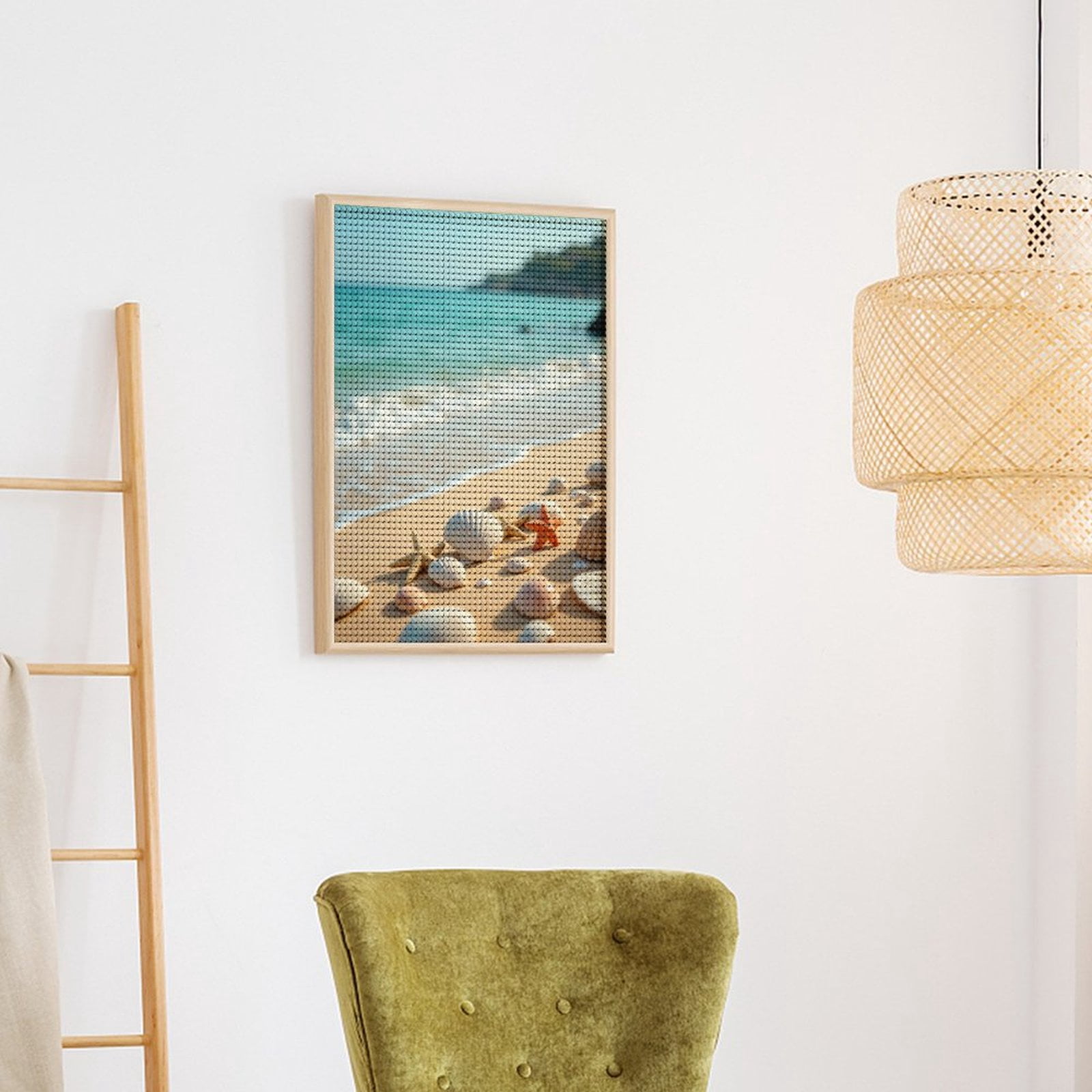 Diamond Art Kits for Adults - Beach Shells Starfish Serene Shore 5d Diamond Painting for Adults, Diamond Art for Adults Beginners, Frameless Diamond Painting Kits for Adults for Home Wall Decor