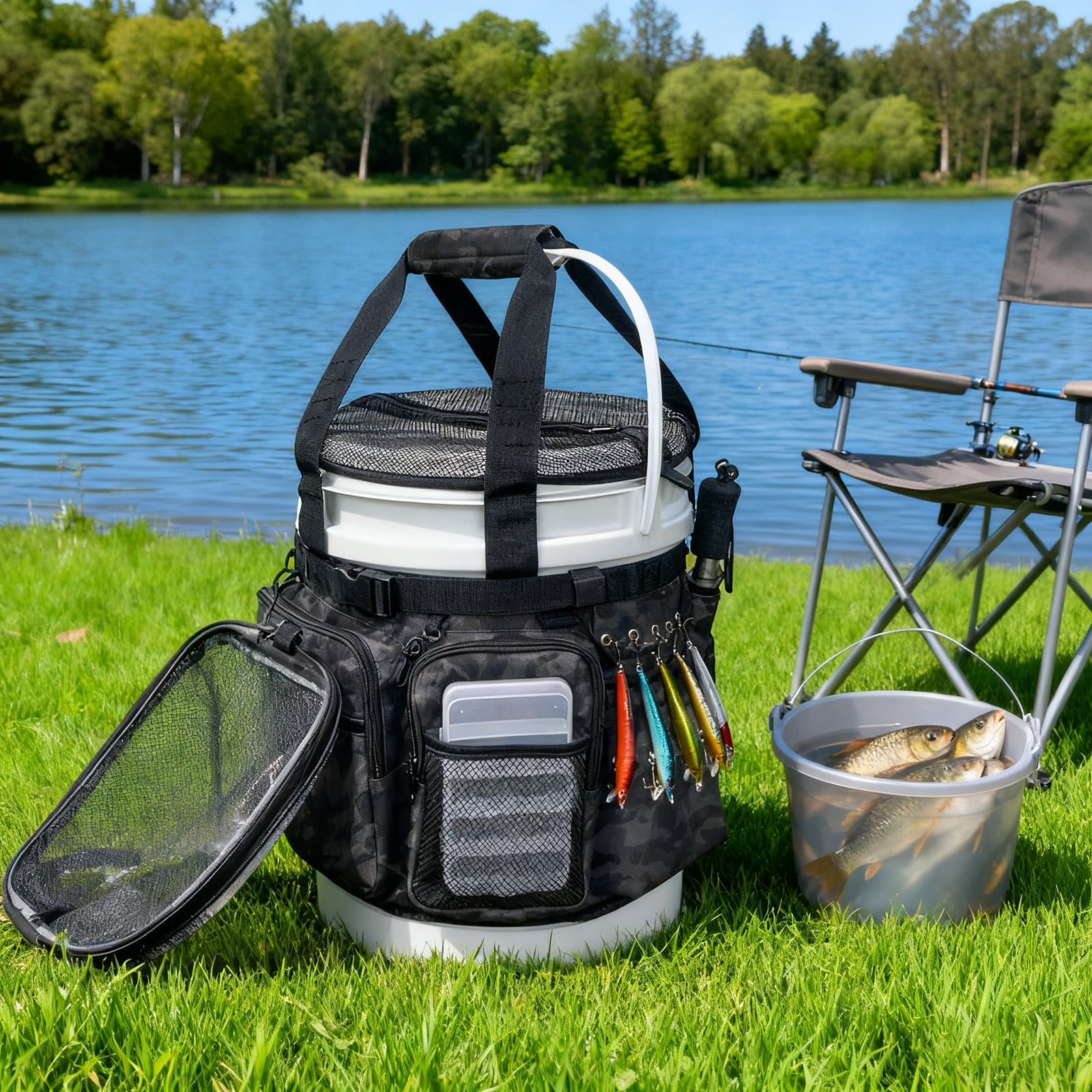 Heavy Type Fishing Equipment Organizers with Shoulder Straps Water Resistant Multiple Pocket for Tackle Accessories