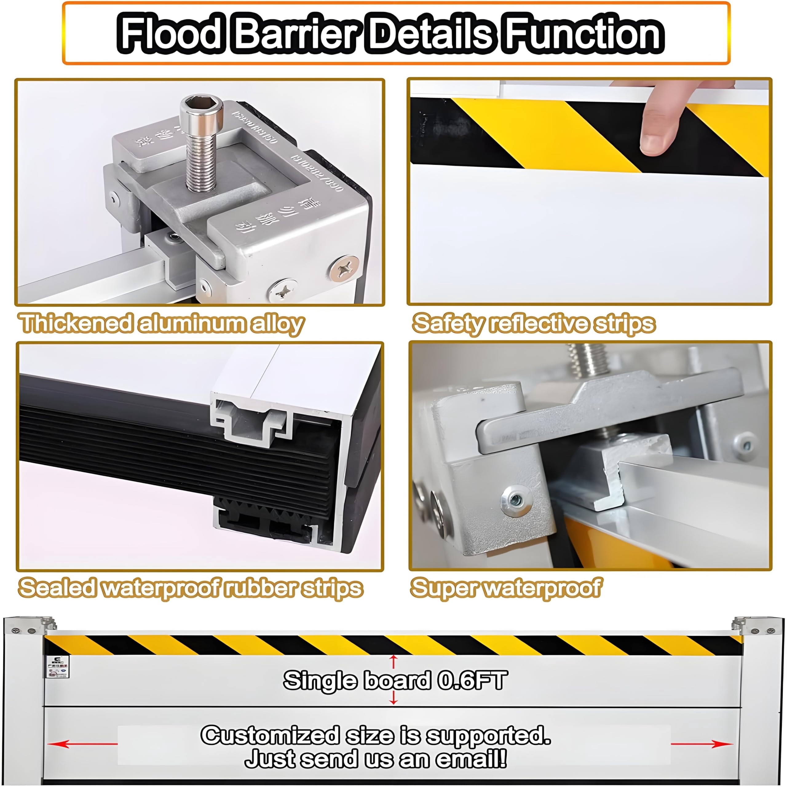 Flood Barriers for Home Exterior - Aluminum Alloy Outdoor Garage Doors Water Barriers for Flooding,H39.4 Inch/L16FT