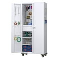 thumbnail image 6 of GangMei Metal Storage Cabinet with 1 Drawer and Pegboards,71" H Top Workbench Mobile Tool Chests Garage Cabinets with 4 Wheels,Tool Cabinets for Home,Office,Shop，Assembly Required, White, 6 of 9