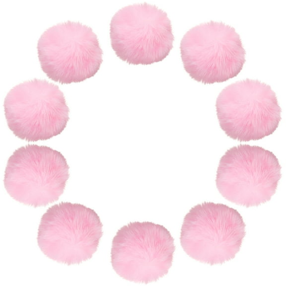 Uxcell 2 Inch Faux Fur Pom Pom Balls, 10 Pcs Light pink Faux Fur Pom Poms for Hats with Elastic Loop for DIY Knitting Hats Keychain Scarves Gloves Bags Shoes