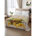 thumbnail image 3 of Queen Size Flat Sheet Only, Summer Lemon Soft Brushed Microfiber Bed Sheets, Watercolor Yellow Fruits Botanical Vintage Hotel Quality Breathable Bedding Top Sheet, Easy Care, 90"x102", 3 of 9