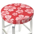 thumbnail image 3 of Balery Red Hibiscus Flower Velvet Round Bar Chair Cushion Cover Adjustable, Protects From Scratches And Stains, Soft & Washable Ideal For Wooden And Metal Stools - 14 Inch, 3 of 7