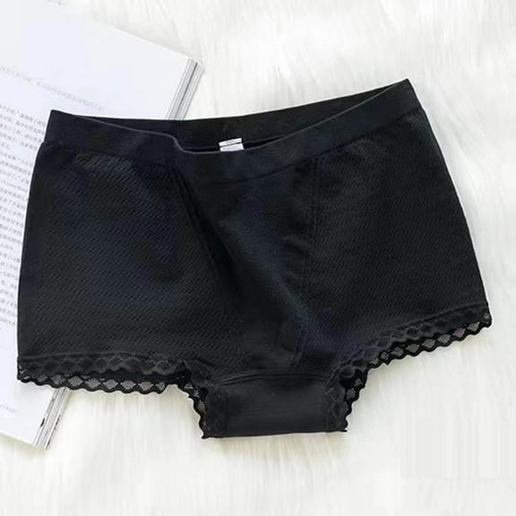 YWDJ Womens Lace Panties Breathable Lightweight No Show Seamless Lace Midwaist Seamless Belly Lift Hip Breathable Underwear Cotton Crotch Briefs Black One Size