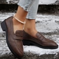 thumbnail image 6 of PPCHVOMEY Comfort Loafers Shoes for Women Platform Chunky Loafers Slip On Casual Shoes Dressy Flats Vintage Fashion Loafers with Arch Support, 6 of 7