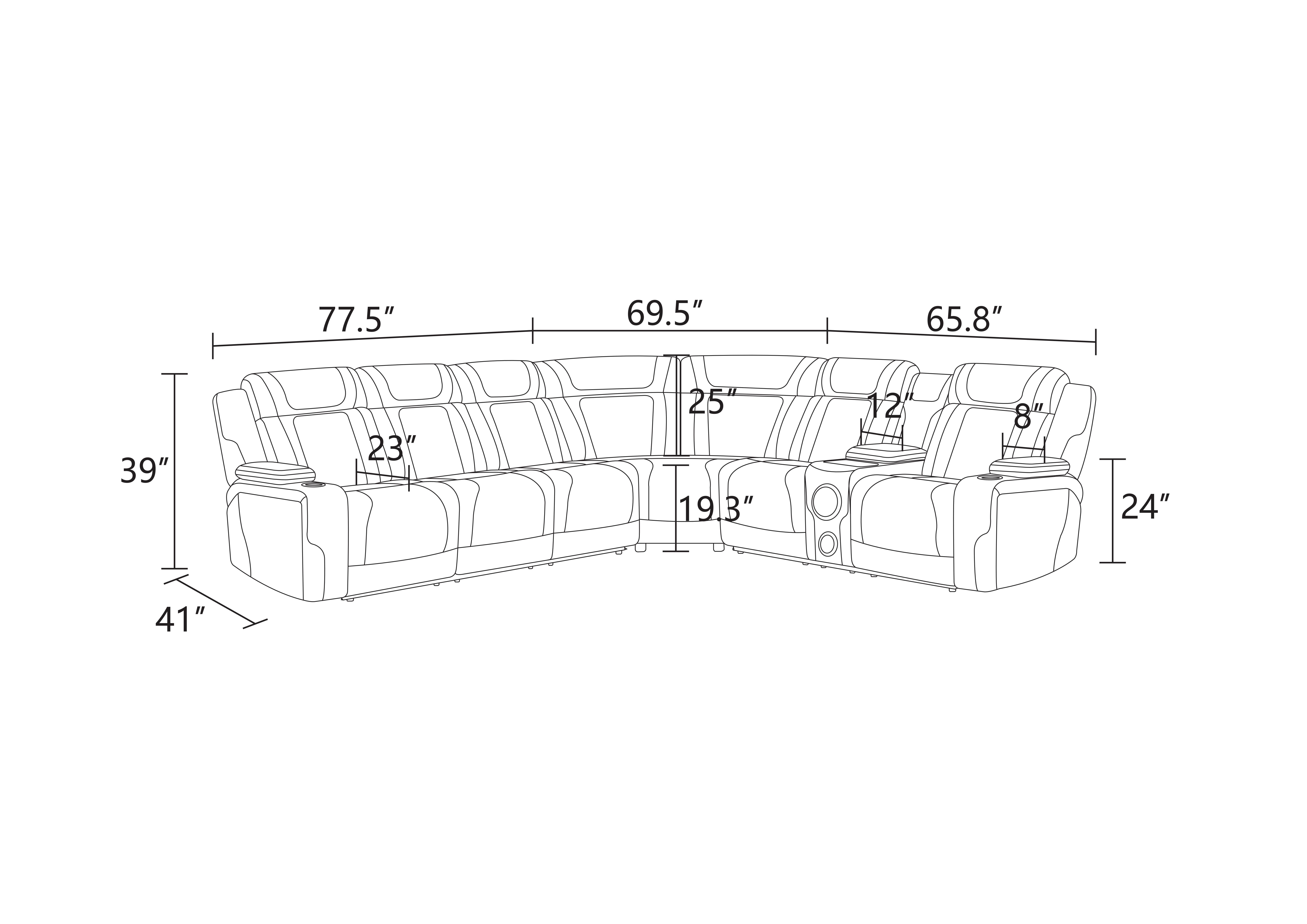 Gewnee Luxury Oversized Reclining Corner Sectional Couch, Power Recliner, Air Leather, Bluetooth Speakers, Wireless Charging, USB & Type‑C Charging, Cup Holders, Living Room Home Theater, Black