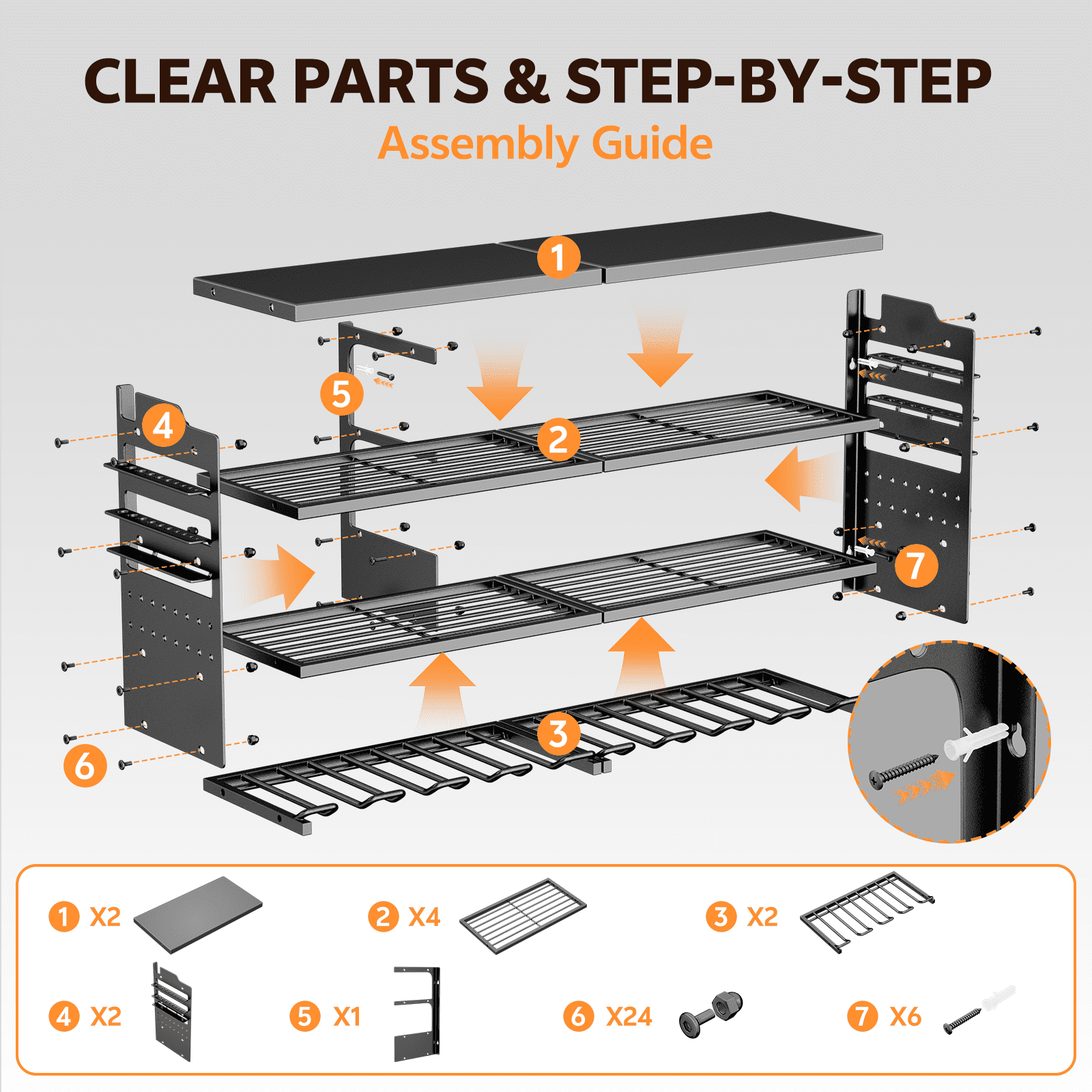 Power Tool Organizer, UNTIMATY 4-Tier Heavy Duty Drill Holder Wall Mount with 2 Side Pegboards, Garage Storage Tool Rack, 350Lbs Load Capacity