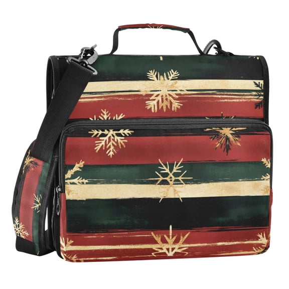 ALAZA Zipper Binder Snowflakes on Watercolor Stripe 3 Ring Trapper Keeper File Folder Organizer Bag