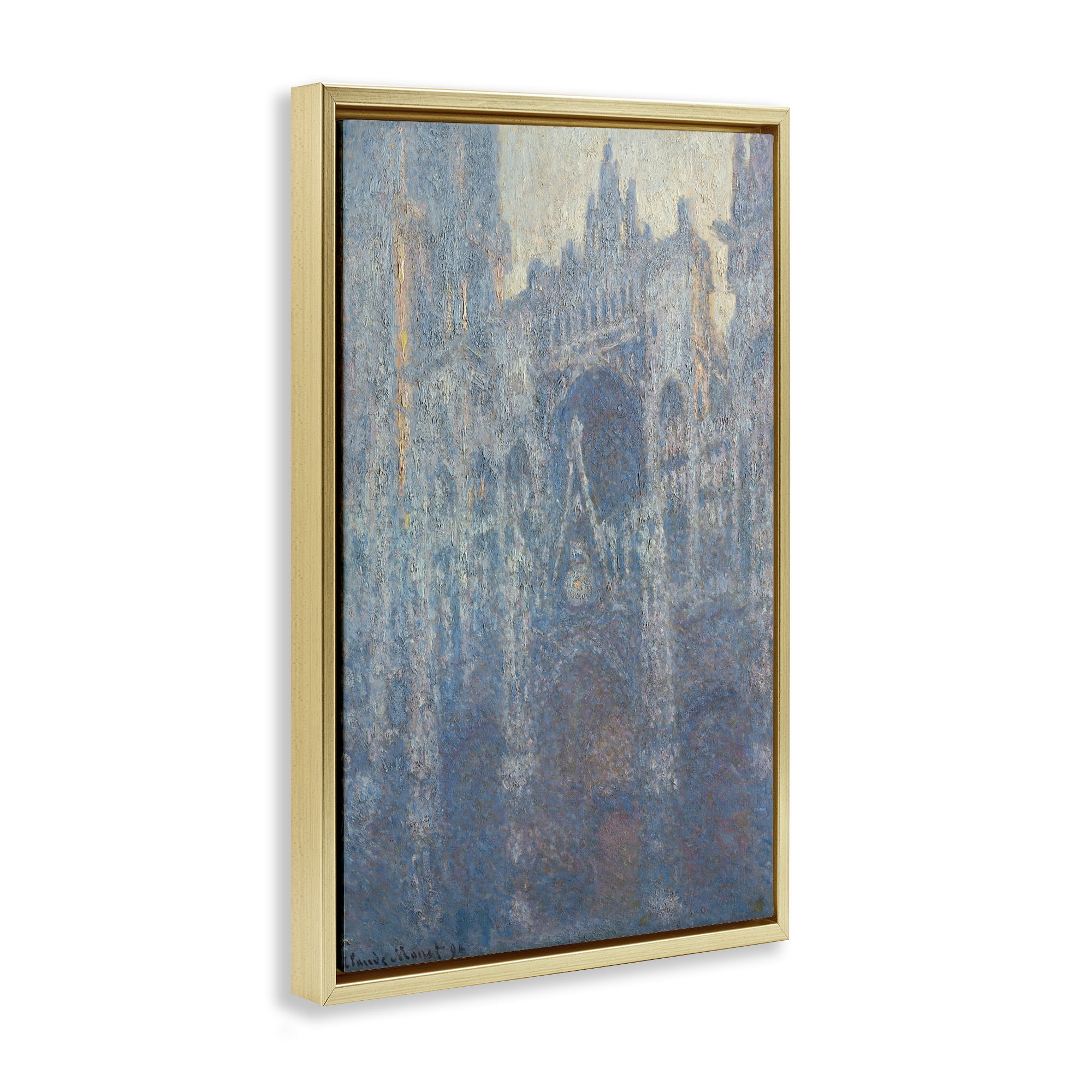 Stupell Industries Classic Monet Cathedral in Morning Buildings & Architecture Painting Gold Floater Framed Canvas Art Print Wall Art, 17 x 25