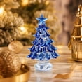 thumbnail image 2 of Tabletop Christmas Tree, Glass Mini Christmas Tree Figurine for Desk Bookshelf Mantel and Holiday Table, Blue, 2.56 x 1.57 x 1.57 in, 2 of 6
