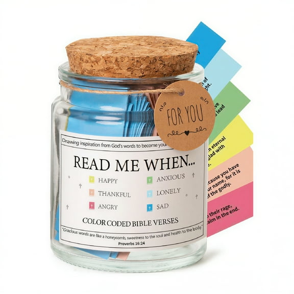 CCOCC Bible Verse Jar Read Me When Bible Verses Jar Daily Prayer Hope Jar with 90 Verses Christian Gifts for Women Men