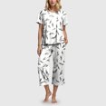 thumbnail image 4 of felwors Women's Capri Pajama Sets Floral Print Short Sleeve Sleepwear Top and Capri Pants 2 Piece Loungewear with Pockets White, M, 4 of 7