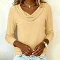 thumbnail image 4 of BLVB Eyelet Tops for Women Draped Cowl Neck Blouses Long Sleeve Dressy Casual Shirts Spring Summer Fashion Clothes, 4 of 7