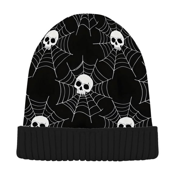joogoo Skull in Web Beanie Hats Cuffed Winter Warm Knit Thick Beanies