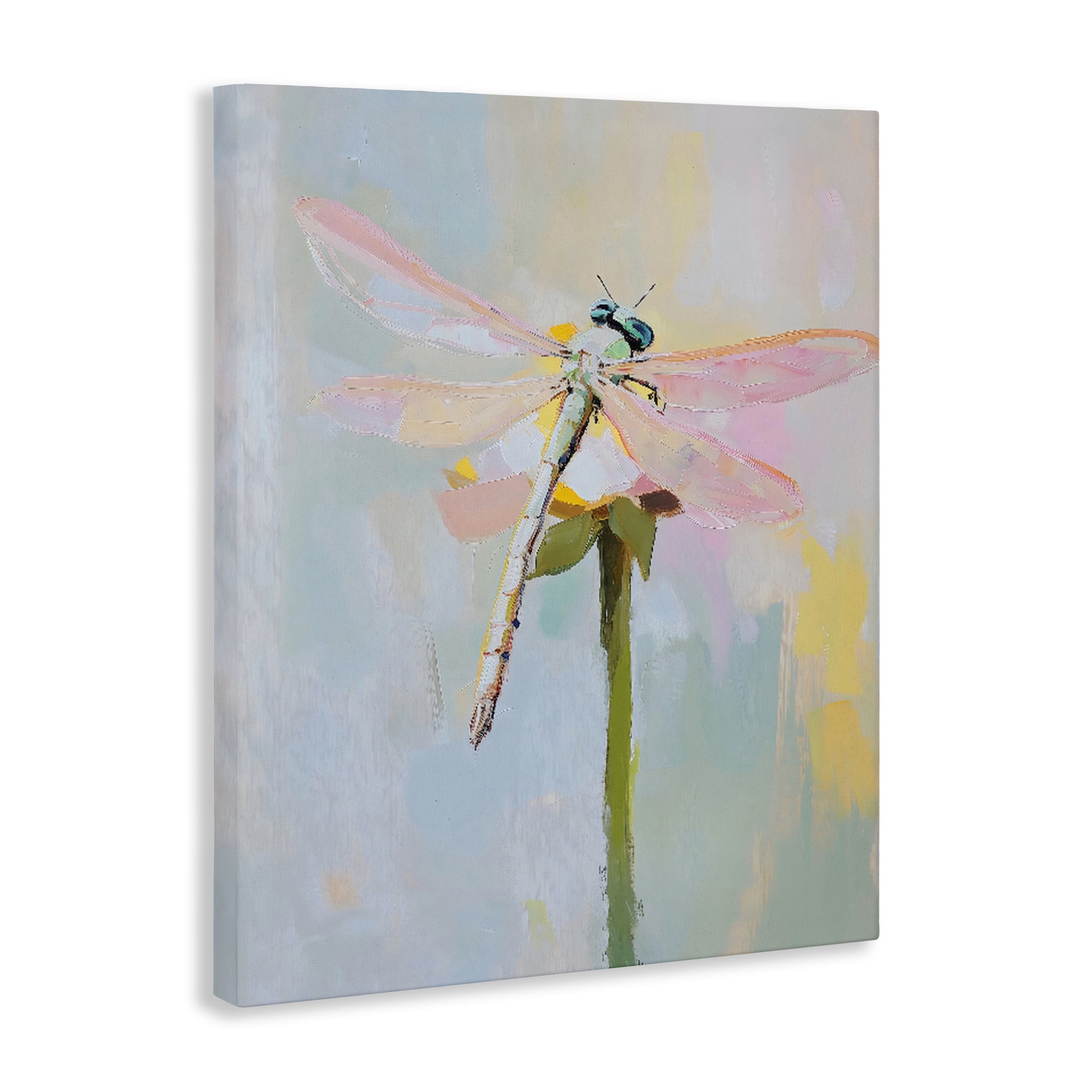 Stupell Industries Pastel Dragonfly Landing Canvas Wall Art, design by The Prints Vibe