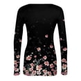 thumbnail image 6 of CIENVNSTG Tops for Women Long Sleeve Crewneck Ribbed Knit Going Out Tops Trendy Slim Fit Outfits Retro Floral Stretch Basic Tees Black XXL, 6 of 7