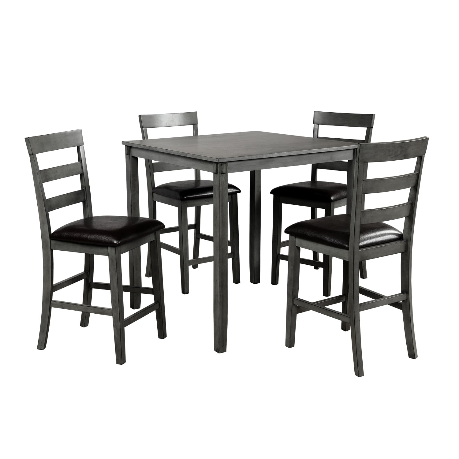 Kepooman 5 Pieces Counter Height Wooden Dining Set with 4 Chairs for Kitchen, Gray Kepooman 5 Pieces Counter Height Wooden Dining Set with 4 Chairs for Kitchen, Gray