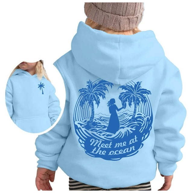 Liyamei Sweat à Capuche pour Fille Manches Longues Chandail en Molleton Graphique Mignon pour Enfants, 6-7 Ans