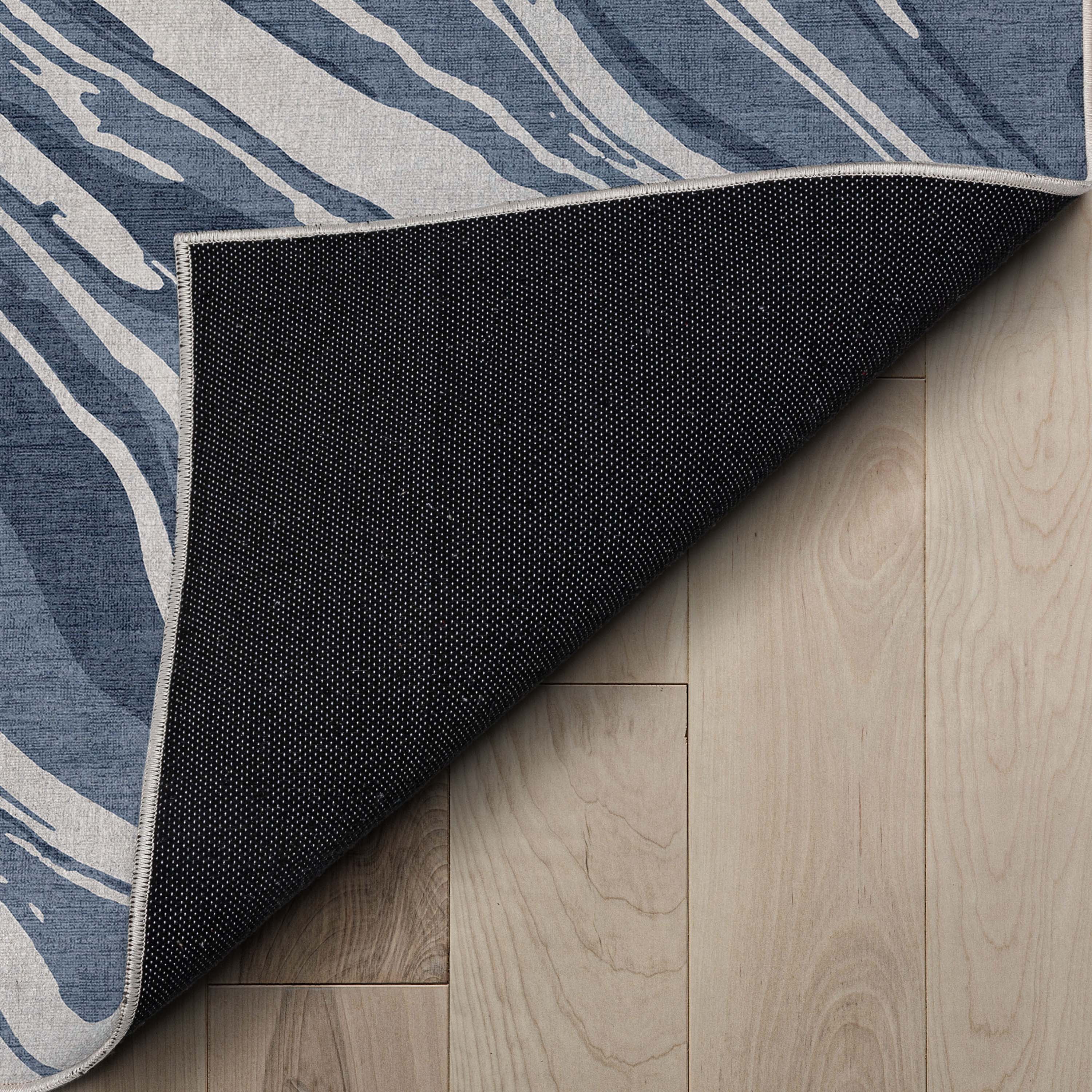 Well Woven Abstract Harmony Modern Stripes Pattern Blue Flat-Weave Easy to Clean 5'3" x 7'3" Area Rug