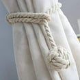 thumbnail image 2 of Tassel Rope Curtain Tie Backs, Nautical Style Drapery Holdbacks Bring A Breath Of Fresh Air, Double Rural Knot Balls Add A Rustic Twist, Elevate Your Window Decor (Beige, A Pair), 2 of 8