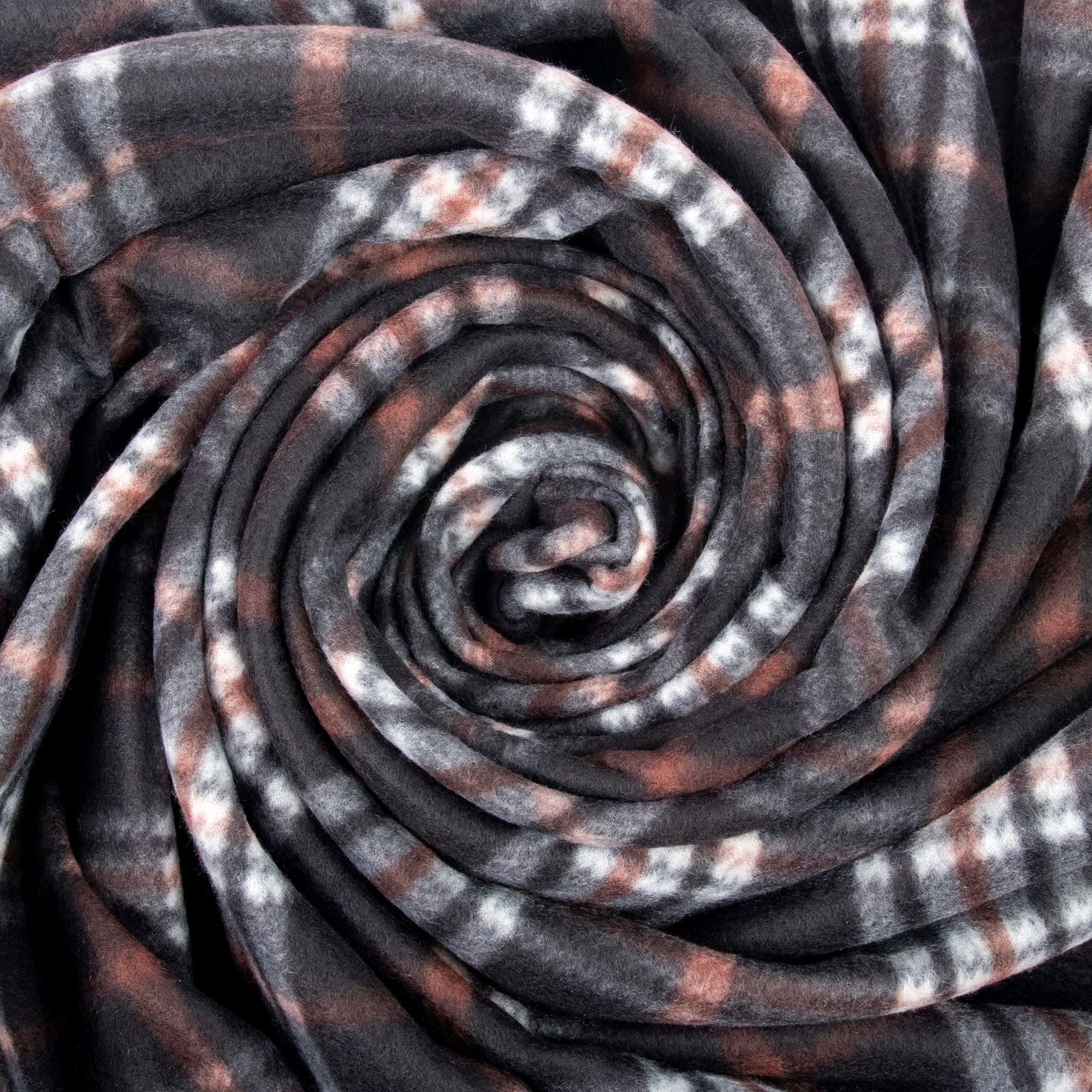 24 pack Trail maker 60”L x 50”W Plaid Color Fleece Throw Blankets in Brown Plaid