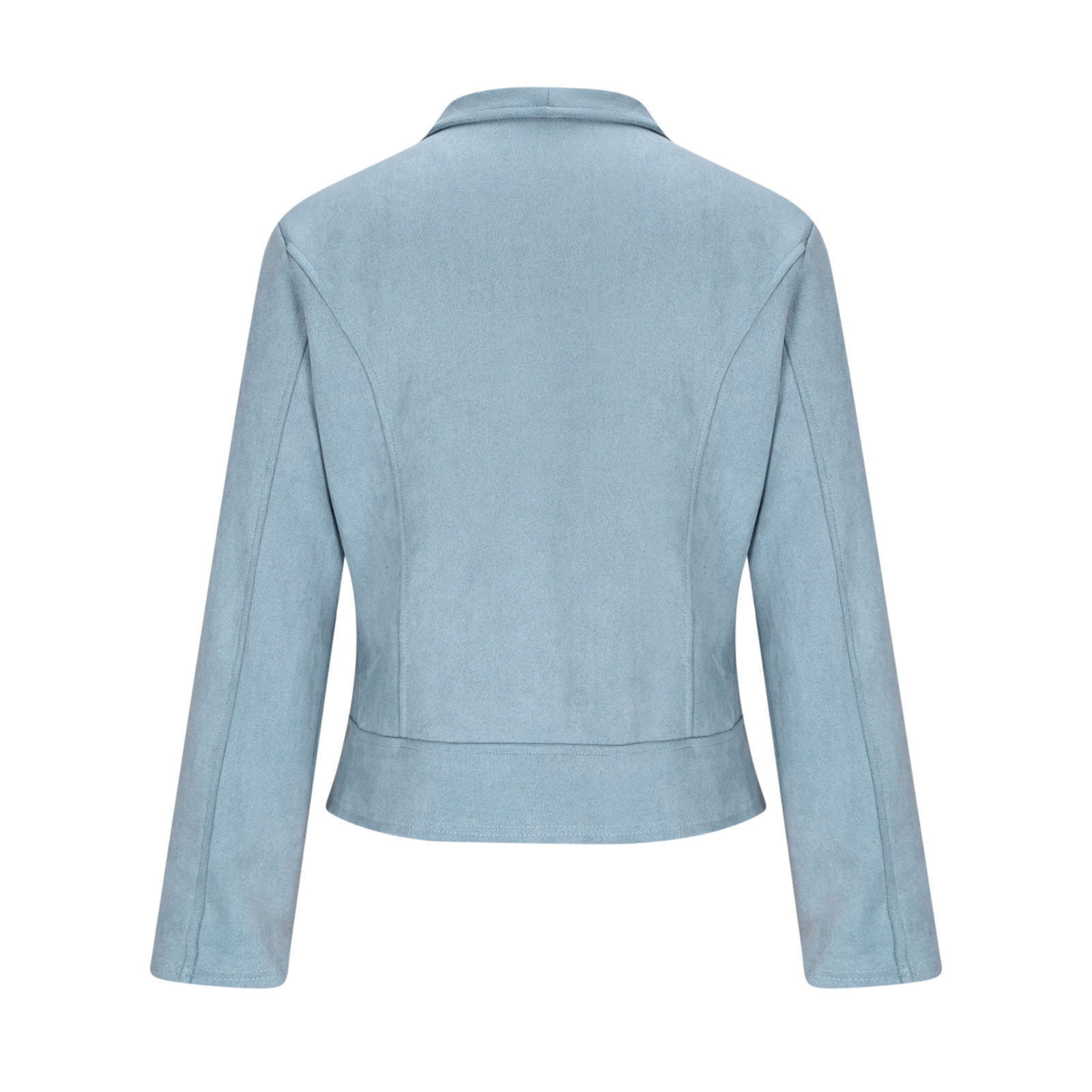 FAVIPT Womens Casual Jacket Faux Suede Lapel Solid Clothes Long Sleeve Cropped Coat Open Front Fall Winter Outfits Blue,XXL